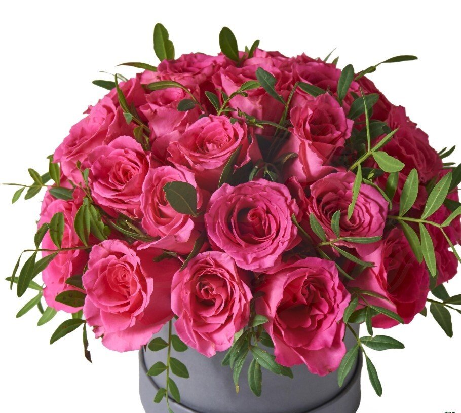 Arrangement of Pink Roses in Hat Box