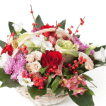 Basket of Mixed Flowers in Red, White and Purple TonesItalian Flora presents the Basket of Mixed Flowers in Red, White and Purple Tones—a vibrant and elegant floral arrangement designed to elevate any occasion with style and charm. This basket features a harmonious blend of fresh seasonal flowers in captivating shades of red, white, and purple, beautifully arranged with decorative greenery.  Each color brings its own meaning: red conveys love and passion, white represents purity and sincerity, while purple adds a touch of refinement and admiration. Together, they create a balanced composition perfect for celebrations, special events, or simply to bring joy to someone’s day.  Why Choose the Basket of Mixed Flowers in Red, White and Purple?  Handcrafted with fresh seasonal blooms in elegant tones Arranged in a stylish basket with rich decorative foliage Perfect for birthdays, anniversaries, receptions, or thank-you gifts Symbolizes a mix of love, grace, and admiration Prepared by expert local florists and delivered fresh worldwide This arrangement is ideal for:  Celebrating a joyful occasion with elegance Sending warm wishes or congratulations Adding a vibrant centerpiece to any special event Haring beauty and emotions with those near or far A Colorful and Memorable Floral Gift